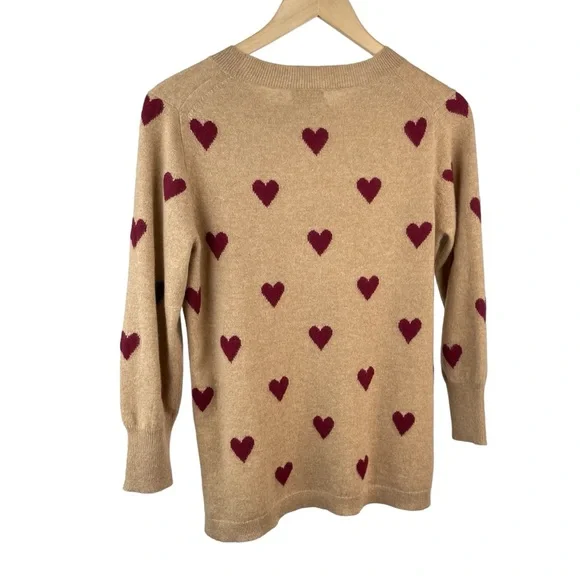 ❤️ Super cute JCrew 100% cashmere heart sweater ❤️ crewneck sz small - Picture 6 of 10